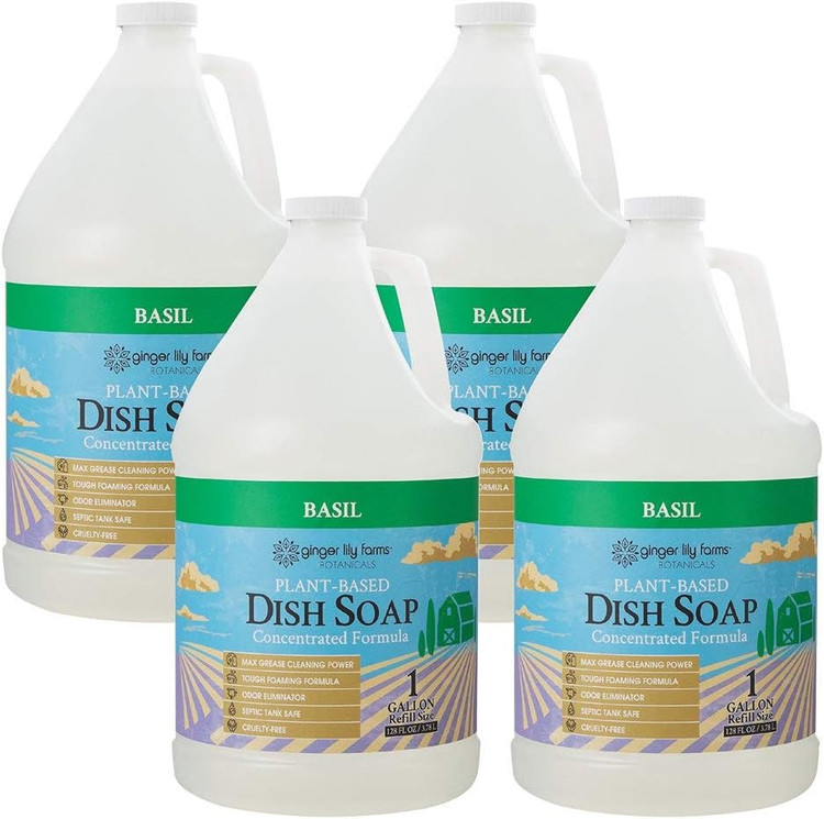 Basil Plant-Based Dish Soap front of bottle