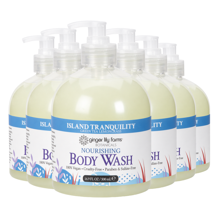 Ginger Lily Farms Botanicals Island Tranquility Nourishing Body Wash, 16.9oz, Pack of 6