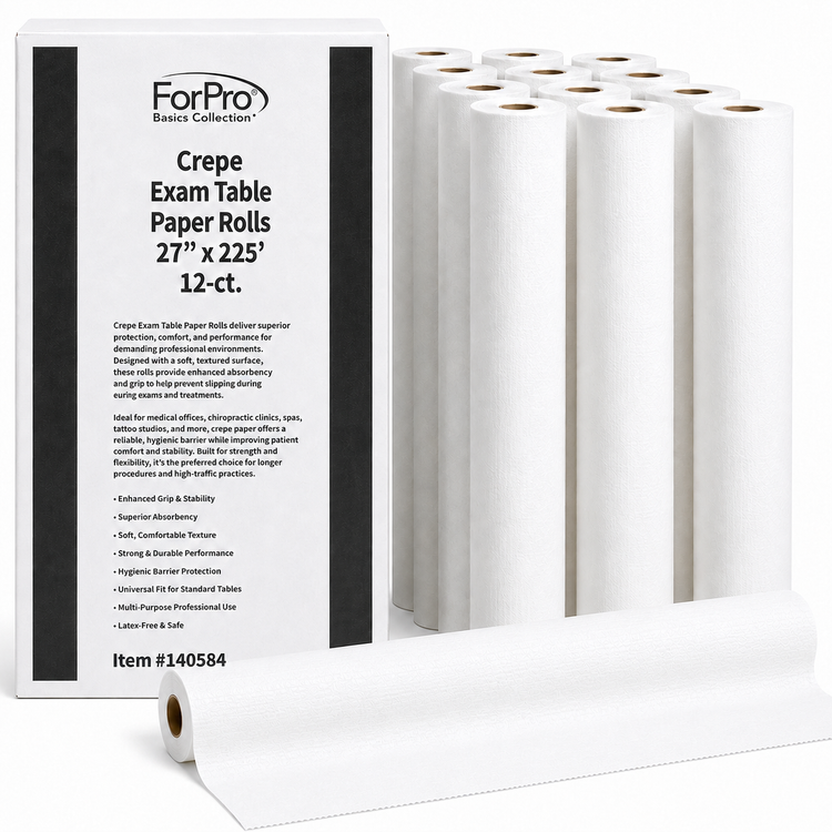ForPro Crepe Exam Table Paper Roll 27" x 225' 12ct