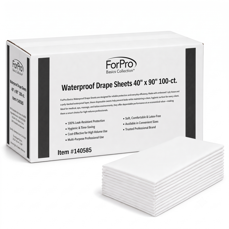 ForPro Basics Waterproof Drape Sheets, 40" x 90", 100ct