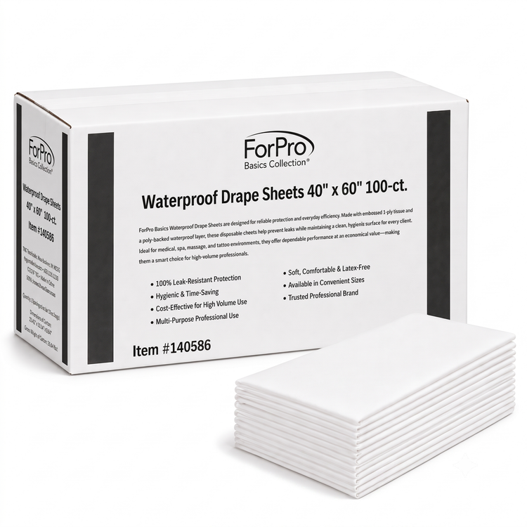 ForPro Basics Waterproof Drape Sheets, 40" x 60", 100ct