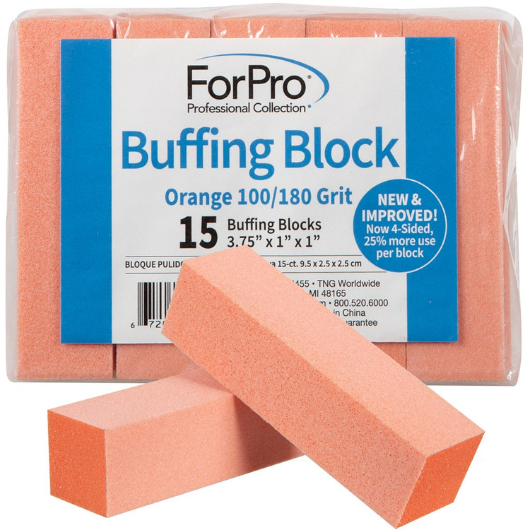 ForPro Orange Buffing Block 100/180 Grit 15-Count