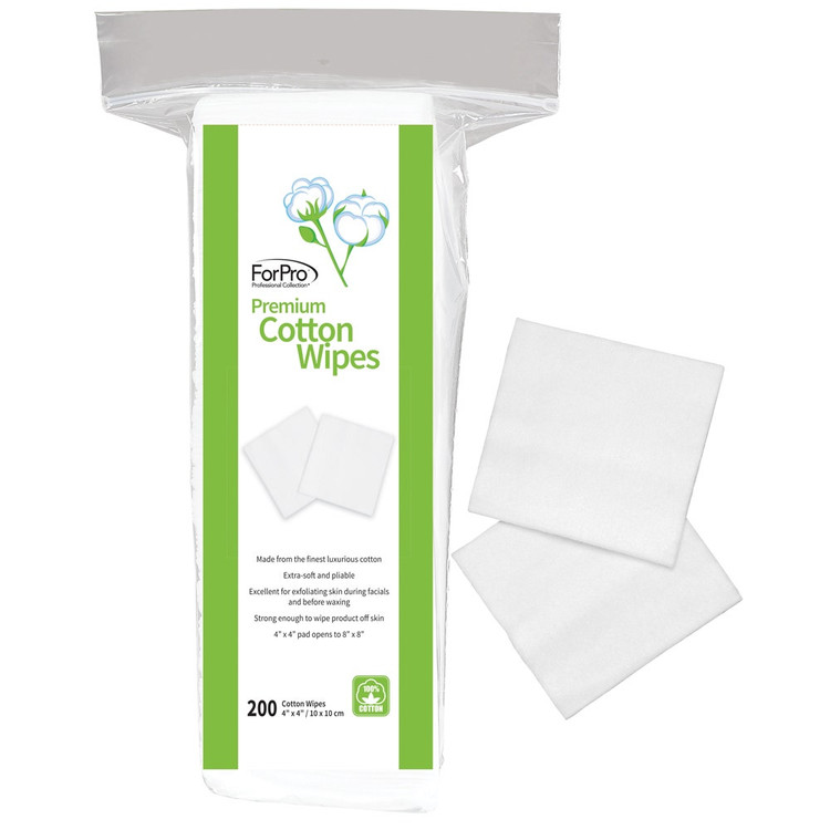ForPro Premium Cotton Wipes 4” x 4” 200-Count