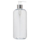 ForPro Boston Clear PET Shiny Silver Pump Bottle Round 16 Oz. 