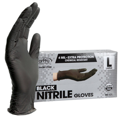 ForPro Black Nitrile Gloves 4 Mil. Large 100-Count | TNG Worldwide