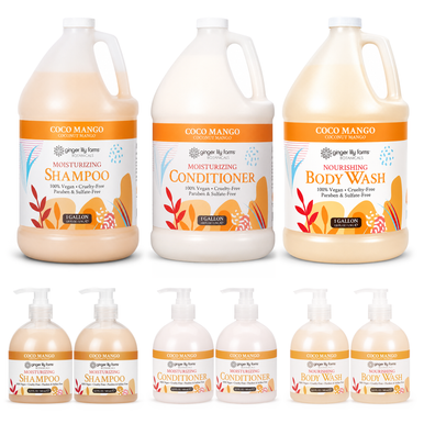 Ginger Lily Farms Botanicals Hospitality Kit, Coco Mango, 9-Pc Set