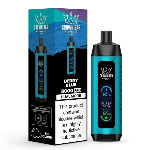 Al Fakher Crown Bar 8000 Puffs Disposable Vape — Berry Blue