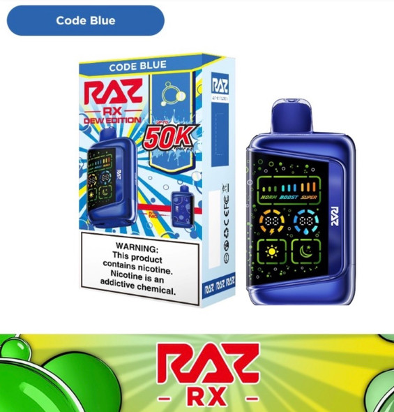 RAZ RX50K Dew Edition Disposable Vape code blue 19ml 5% (50000 Puffs)