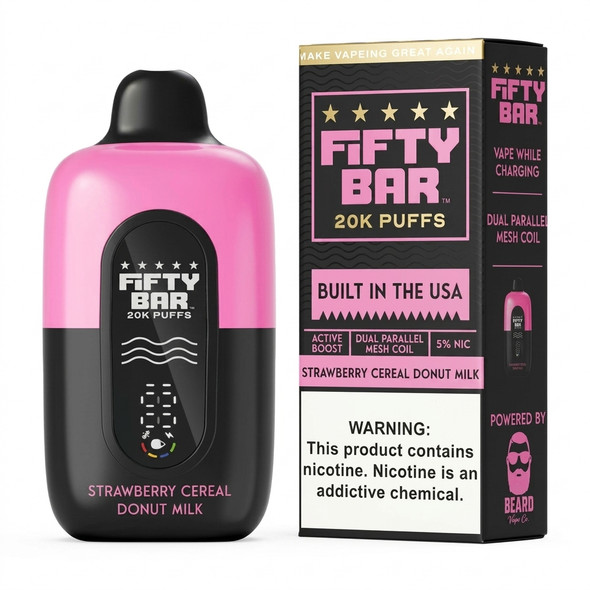 Fifty Bar 20K Disposable — Strawberry Cereal Donut Milk