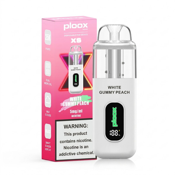Ploox XS 25K Disposable E-Hookah — White Gummy Peach
