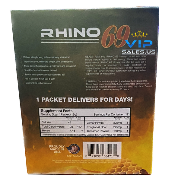 Rhino 69 Honey (12 Sachets – 15 G)