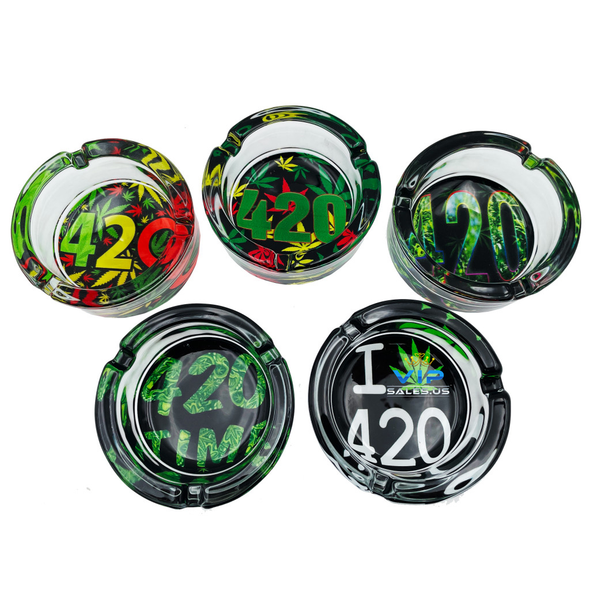 GooSticks Glass Ashtray 420 Design 6ct Display