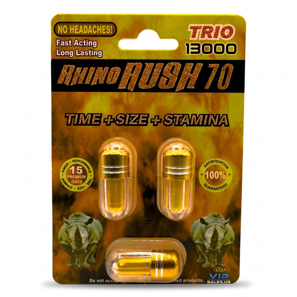 Zhino Rush 70 13000 Trio Capsules (15 CT of 3 Pills Each)