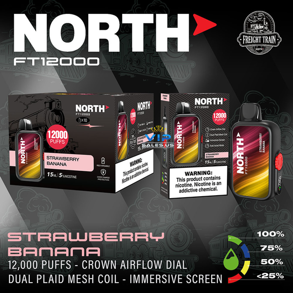 North FT12000 Disposable Vape -Strawberry Banana