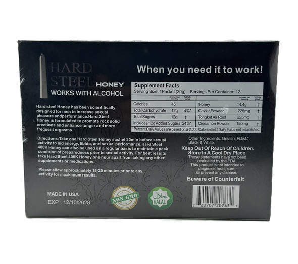 Hard Steel Honey Male Enhancement 12 Sachets 20g