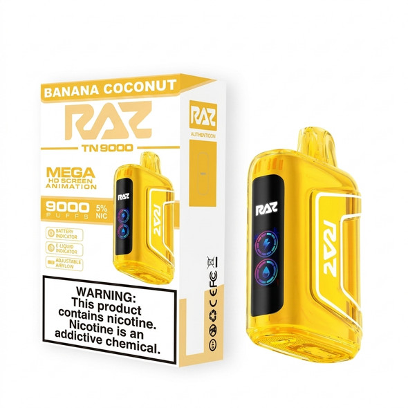Raz TN9000 Disposable Vape 9000 Puffs — Banana Coconut (5 CT)