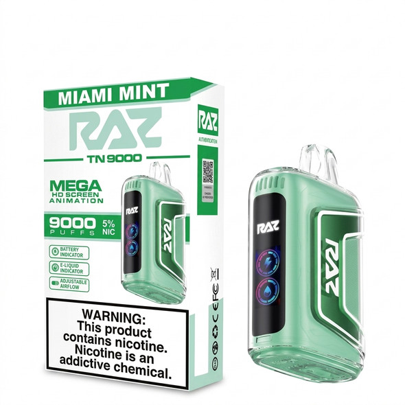 Raz TN9000 Disposable Vape 9000 Puffs — Miami Mint (5 CT)