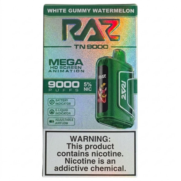 Raz TN9000 Disposable Vape 9000 Puffs — White Gummy Watermelon (5 CT)