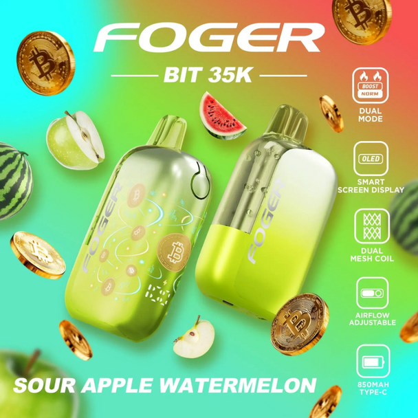 Foger Bit 35K Disposable Vape - Sour Apple Watermelon