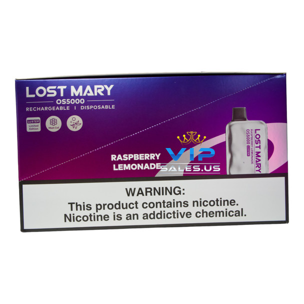 Lost Mary OS5000 Disposable Vape 5% Nicotine Raspberry Lemonade