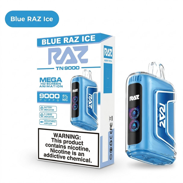 Raz TN9000 Disposable Vape 9000 Puffs — Blue Raz Ice (5 CT)