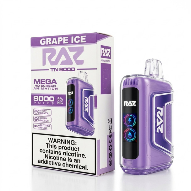 Raz TN9000 Disposable Vape 9000 Puffs — Grape Ice (5 CT)
