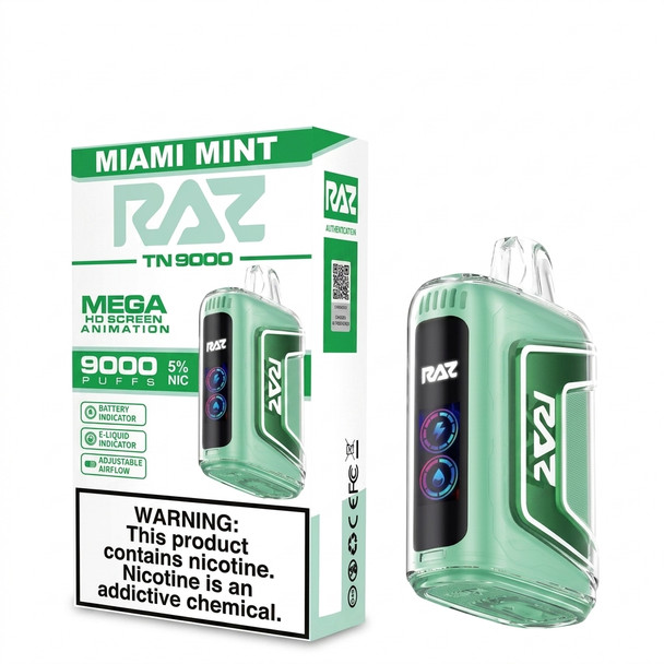 Raz TN9000 Disposable Vape 9000 Puffs — Miami Mint (5 CT)
