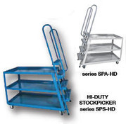 Vestil SPA-HD-2252 Aluminum Hi-Duty Stockpicker Truck, Bottom Shelf Size (WxL): 22"x52"
