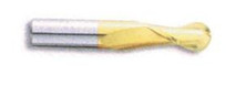 HTC 109-2938 3/32" Dia Solid Carbide Ballnose Mill, Stub Length, TiN Coated, 2 Flute