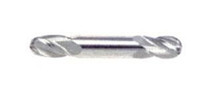 HTC 195-2250 1/4" Dia Solid Carbide Double End Mill, Ballnose End, Stub Length, Uncoated, 2 Flute