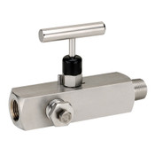 Dixon MFS30604 3/4" 316SS Multiport Needle Valve Male-to-Fem, Soft Seat, T-Handle