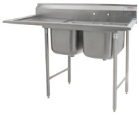 Eagle Group 314-18-2-18L 31 3/4" x 60 3/4" two-compartment, 314 series coved corner sink, 20"