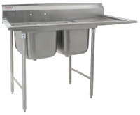 Eagle Group 314-24-2-24R 31 3/4" x 78 3/4" two-compartment, 314 series coved corner sink, 24" x