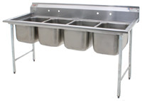 Eagle Group 314-24-4 31 3/4" x 109 1/2" four-compartment, 314 series coved corner sink, 24"