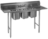 Eagle Group 310-10-3-12 21" x 60" 310 series sink with (3) 14" x 10" sink bowls, 9 1/2" deep,