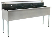 Eagle Group 2472-4-16/3 28" x 73 3/8" 16/304 stainless steel, four-compartment utility sink wi