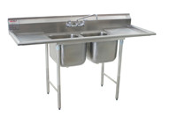 Eagle Group 414-18-2-24 31 3/4" x 88" two compartment - 414 series coved corner sink, 24" x 18