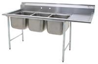 Eagle Group 412-24-3-24R 31 3/4" x 104 3/4" three compartment - 412 series sink, 24" x 24" sink