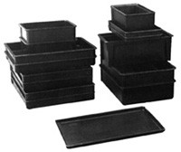 Eagle Group A208510 24 7/8" x 18" black, molded fiberglass ESD, stacking box, 3" depth.