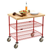 Eagle Group DC2460V 24" x 60" valu-master grey, maple top demo cart, with two shelves.