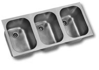 Eagle Group FDI-22-22-13.5-3 24" x 72" three-compartment, OEM sink bowl with deep-drawn seamless co
