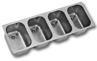 Eagle Group FDI-12-14-9.5-4 16" x 56" three-compartment, OEM sink bowl with deep-drawn seamless co