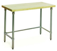 Eagle Group MT3096GT 30" x 96" hardwood table with flat top and galvanized tubular base.