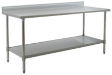 Eagle Group T2484SEM-BS 24" x 84" 14/304 stainless steel top worktable; flat top and stainless