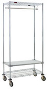 Eagle Group URS1860C 18" x 60" mobile garment rack, with one top and one bottom wire shelf,