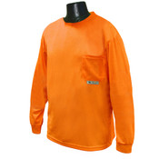 Radians ST21-NPOS-XL Saftey T-Shirt Non-Rated, Long Sleeve, Orange, X-Large
