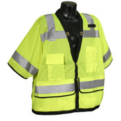 Radians SV59-3ZGD-L Saftey Vest Class 3, Heavy Duty Surveyor, Mesh/Solid Green, Large