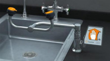 Eyewash, Deck Mounted, 90? Swivel, All-Stainless Steel, Right Hand Mounting