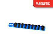 Ernst 8408M-Blue - 3/8" 8" Magnetic Socket Organizer and 9 Socket Clips