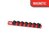 Ernst 8412M-Red - 1/2" 8" Magnetic Socket Organizer and 7 Socket Clips